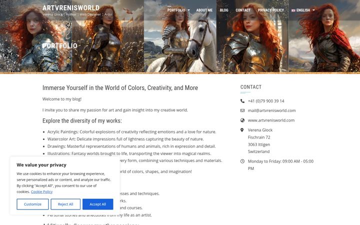 Screenshot of artvrenisworld.com