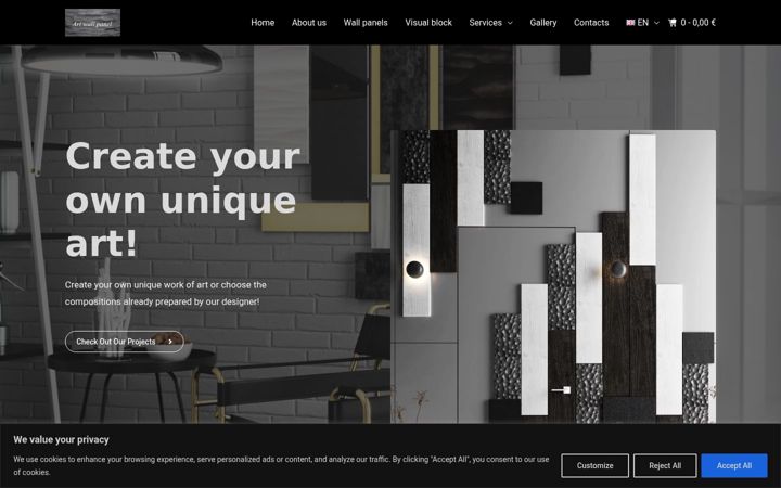 Screenshot of artwallpanel.com