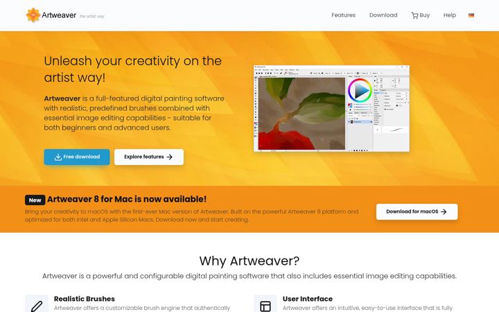 Screenshot of artweaver.de