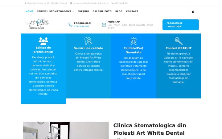 Screenshot of artwhitedentalclinic.ro