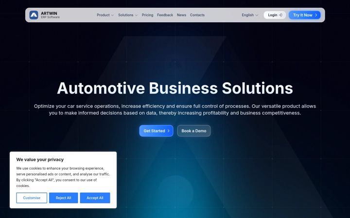 Screenshot of artwin.io