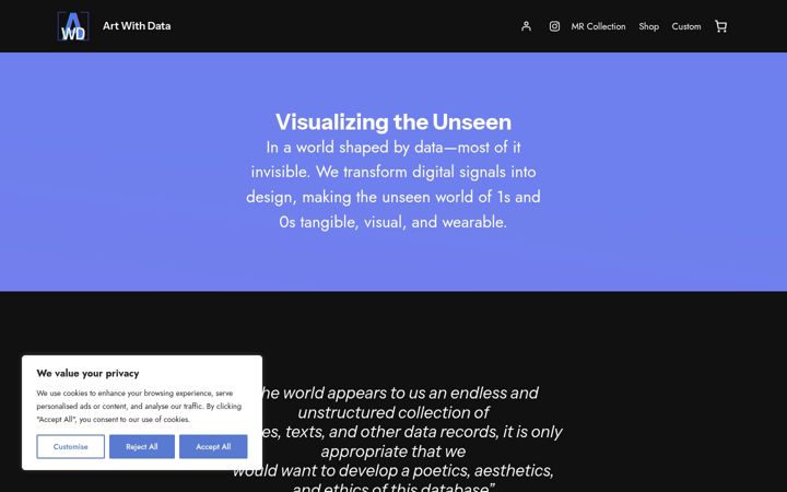 Zrzut ekranu artwithdata.com