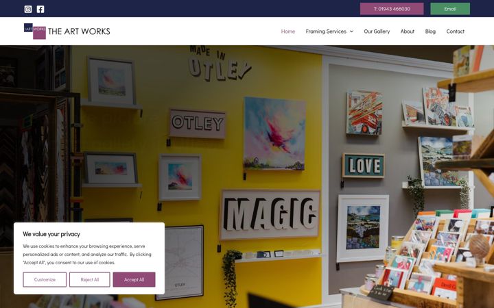Screenshot of artworksframing.co.uk