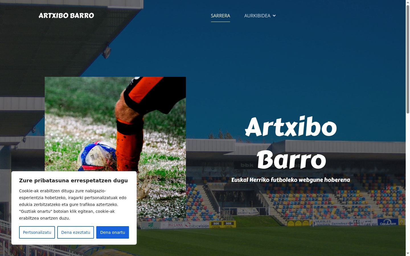 Captura de pantalla del banner de consentimiento mostrado antes de cualquier interacción