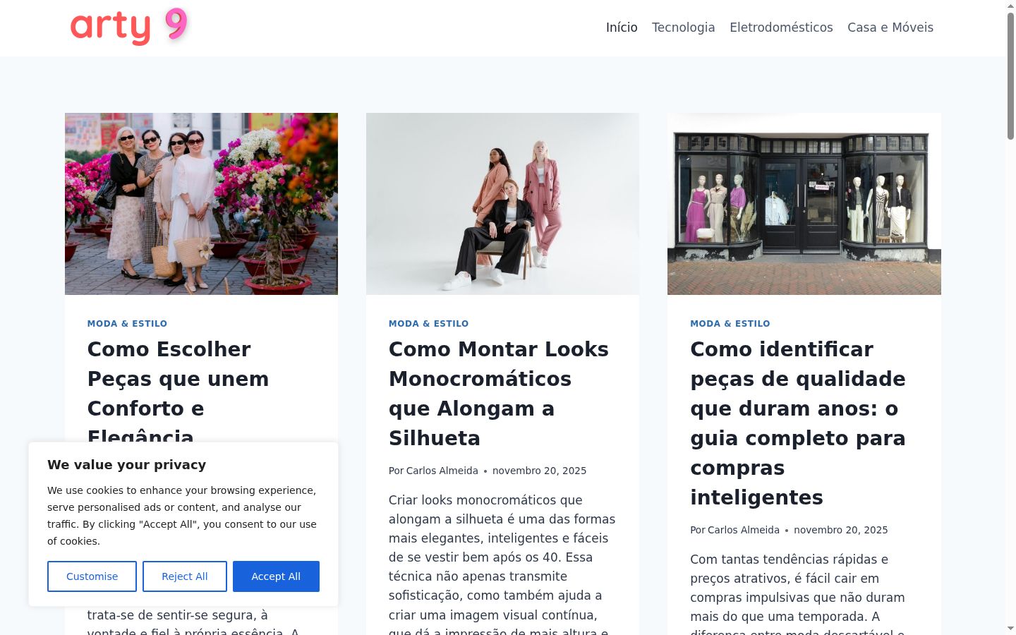 Screenshot del banner di consenso mostrato prima di qualsiasi interazione