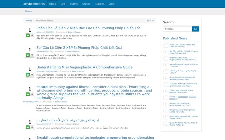 Screenshot of artybookmarks.com