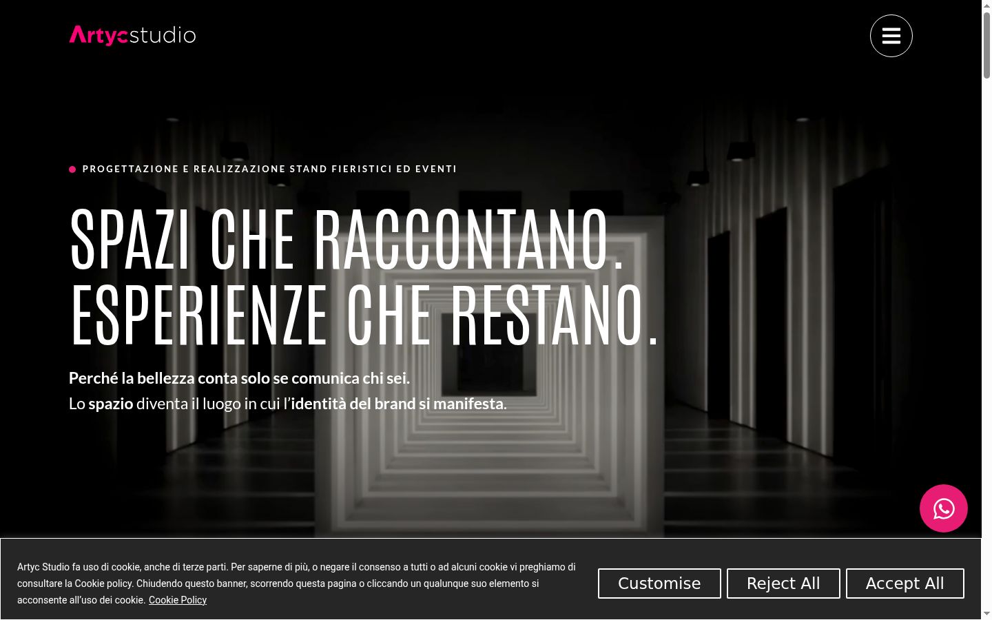 Screenshot del banner di consenso mostrato prima di qualsiasi interazione