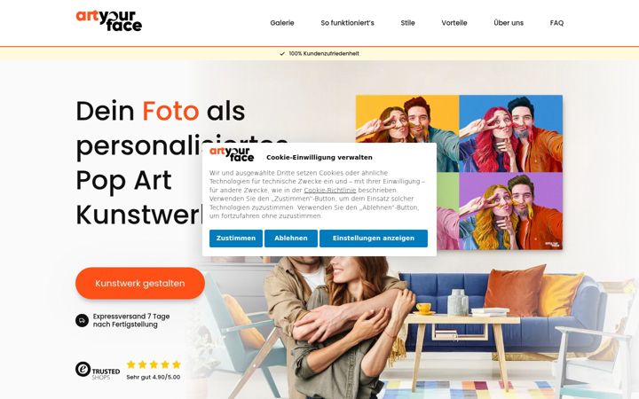 Screenshot of artyourface.de