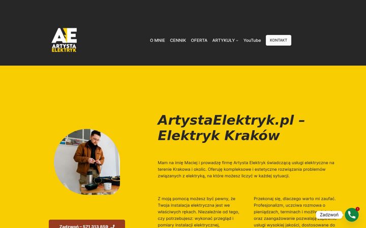 Screenshot of artystaelektryk.pl
