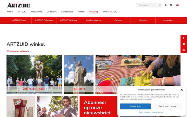 Skärmbild av artzuidshop.nl