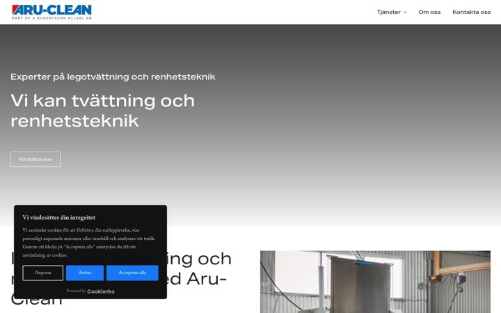 Skärmbild av aru-clean.se
