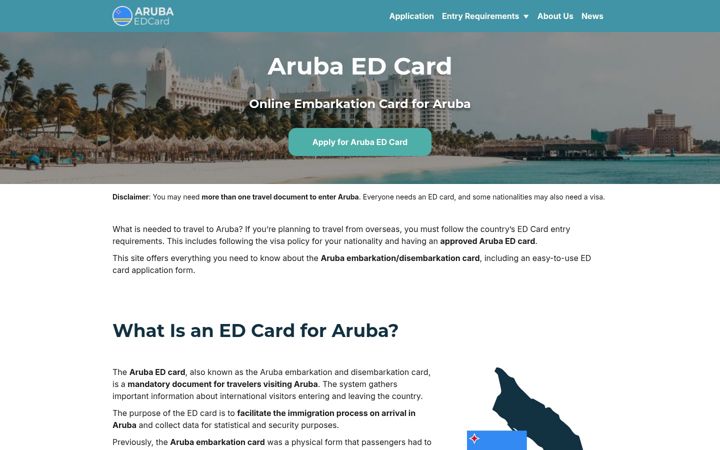 Screenshot von aruba-edcard.com