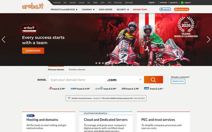 Screenshot of aruba.it
