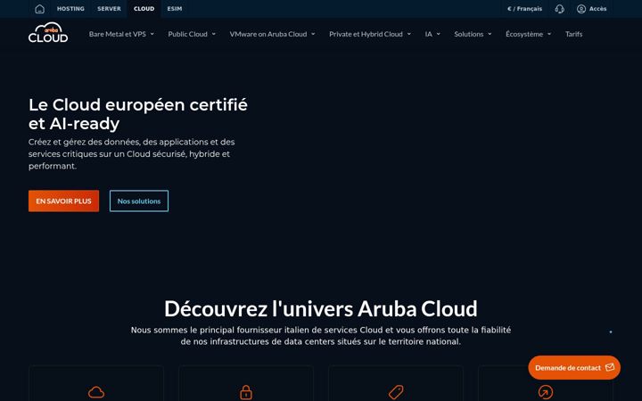 Screenshot of arubacloud.fr