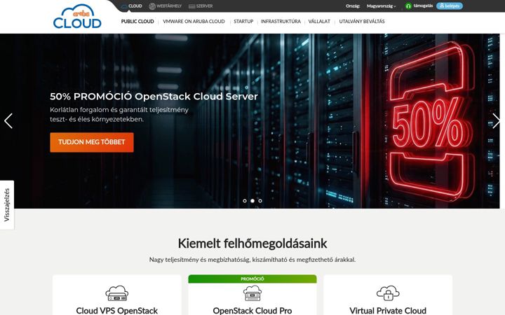 Screenshot of arubacloud.hu