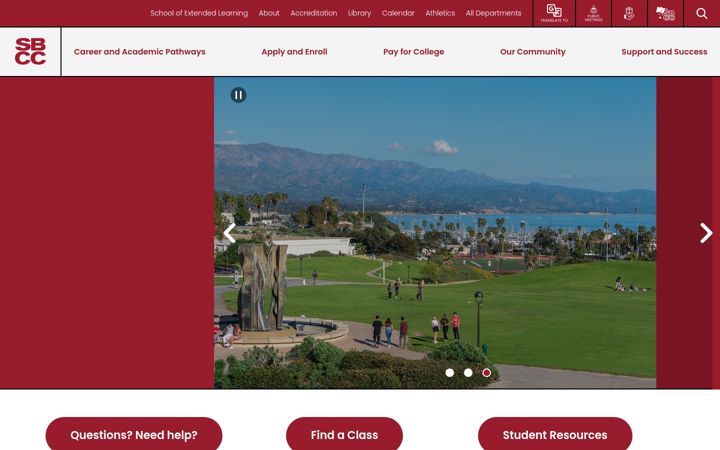 Screenshot of arubaeast.sbcc.edu