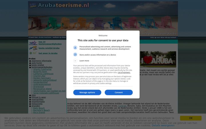 Screenshot of arubatoerisme.nl