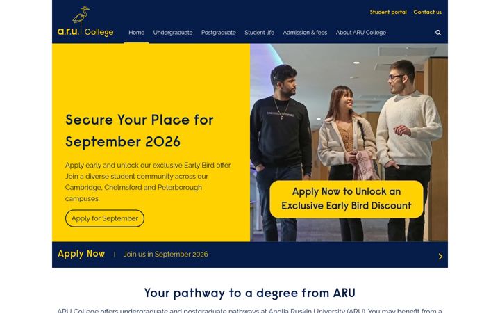 Screenshot of arucollege.com