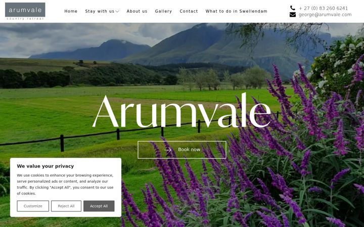 Screenshot of arumvale.com