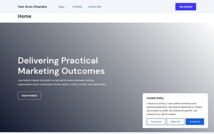 Screenshot of arunchandrac.com