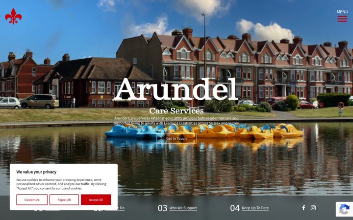 Captura de ecrã de arundelcareservices.co.uk