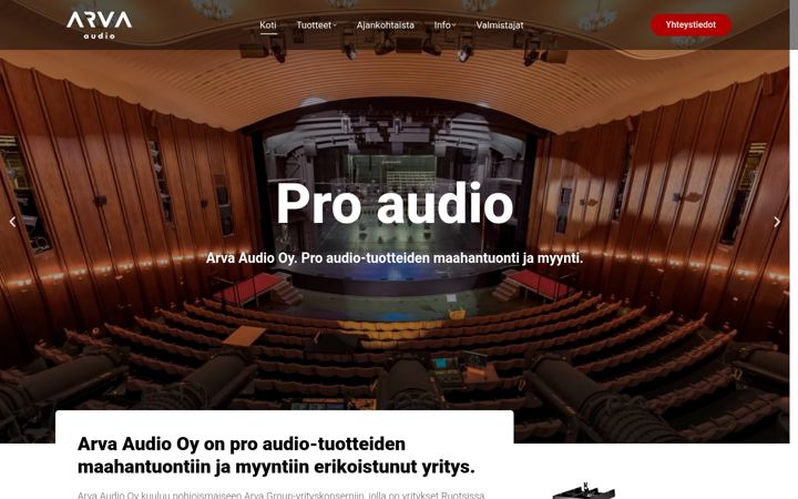 Screenshot von arvaaudio.fi