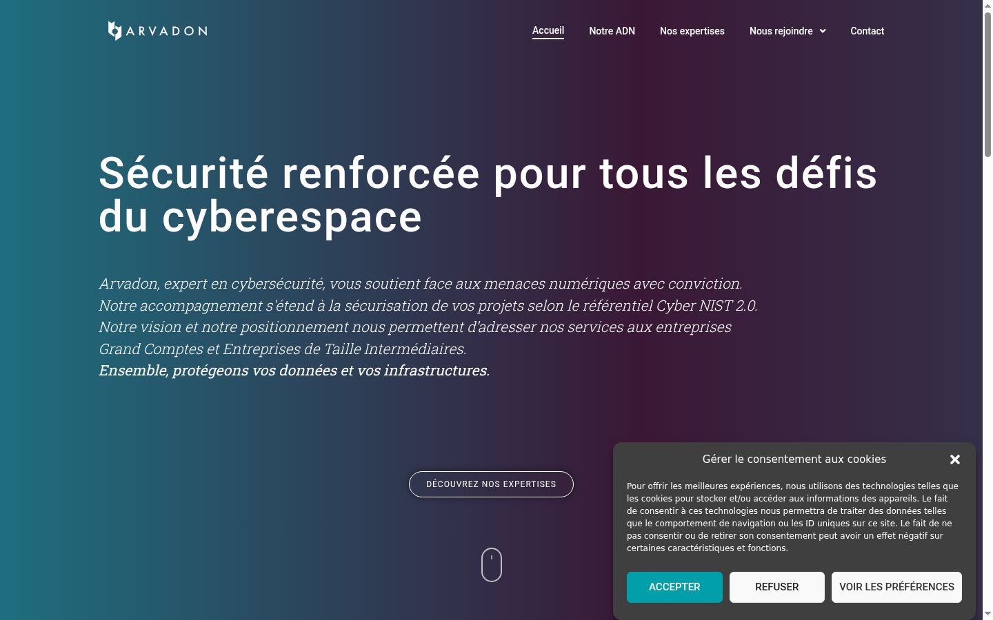 Screenshot del banner di consenso mostrato prima di qualsiasi interazione