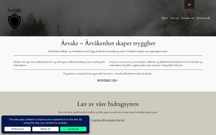 Skærmbillede af arvakr.no