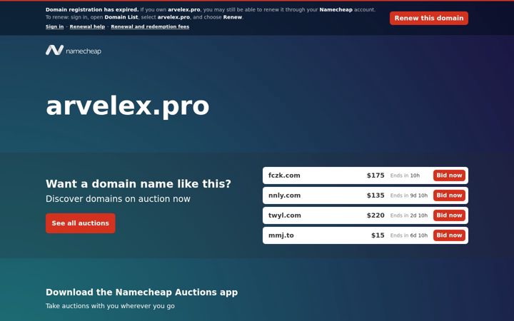 Screenshot of arvelex.pro