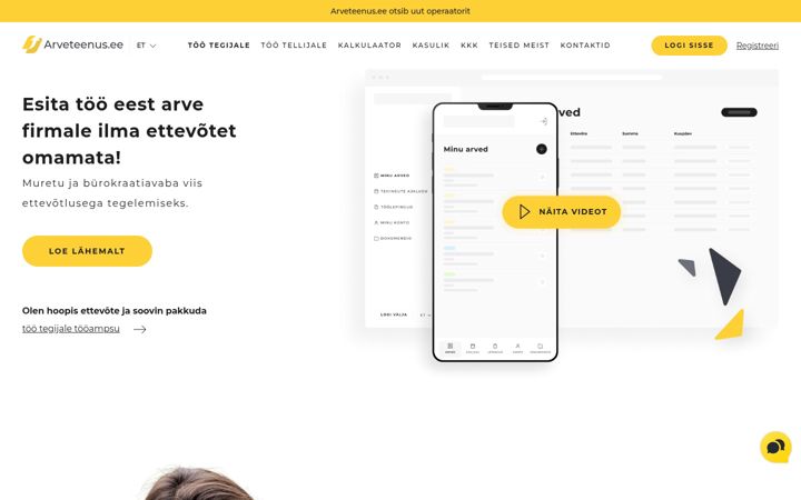 Screenshot of arveteenus.ee