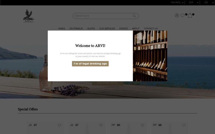 Kuvakaappaus sivustosta arvi.ch