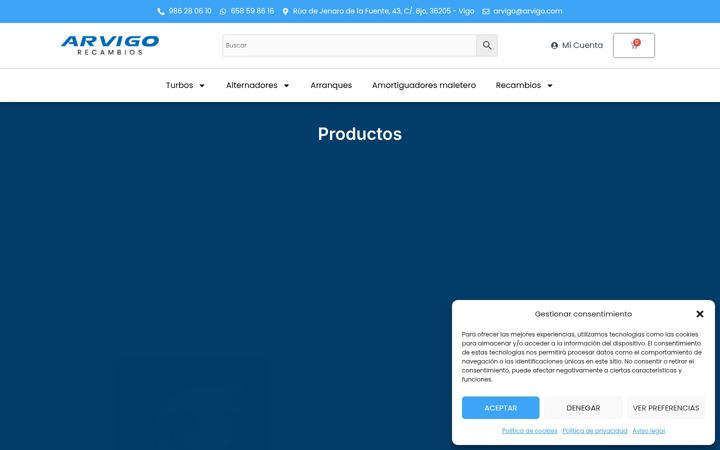 Snímek obrazovky arvigo.com