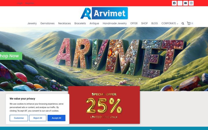 Snímek obrazovky arvimet.com