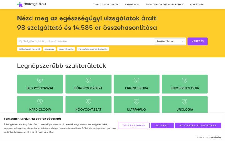 Screenshot of arvizsgalo.hu