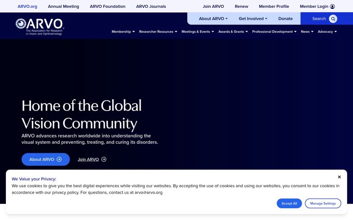 Screenshot of arvo.org
