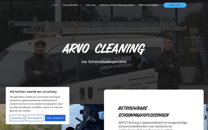 Captură de ecran a arvocleaning.be