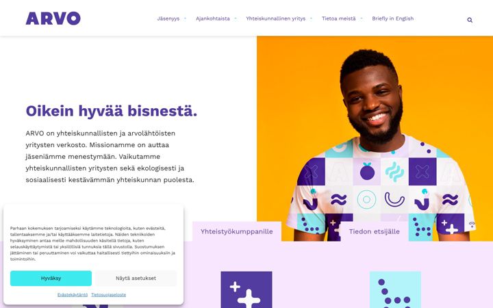Screenshot of arvoliitto.fi