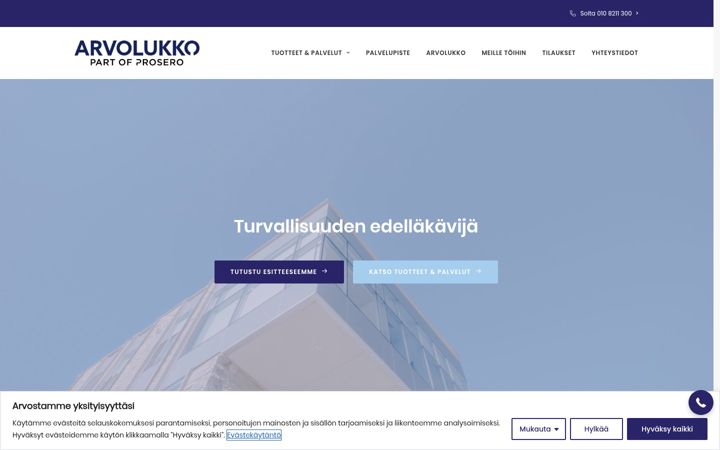 Screenshot of arvolukko.fi