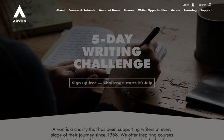 Screenshot of arvon.org