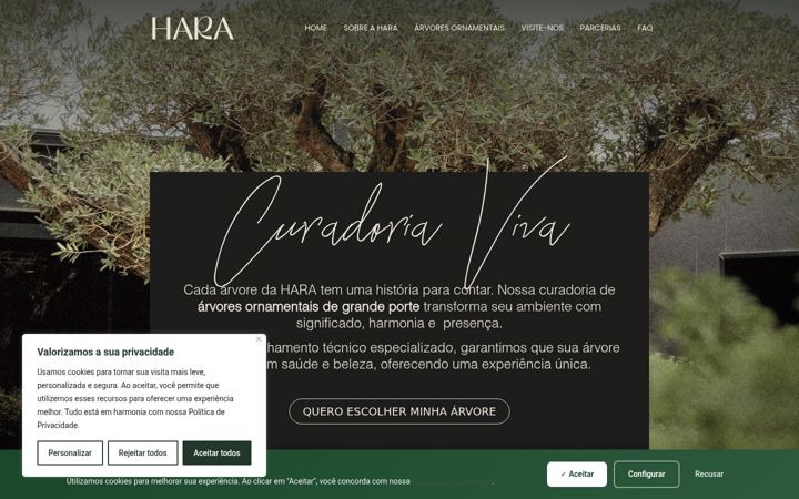 Screenshot of arvoreshara.com.br