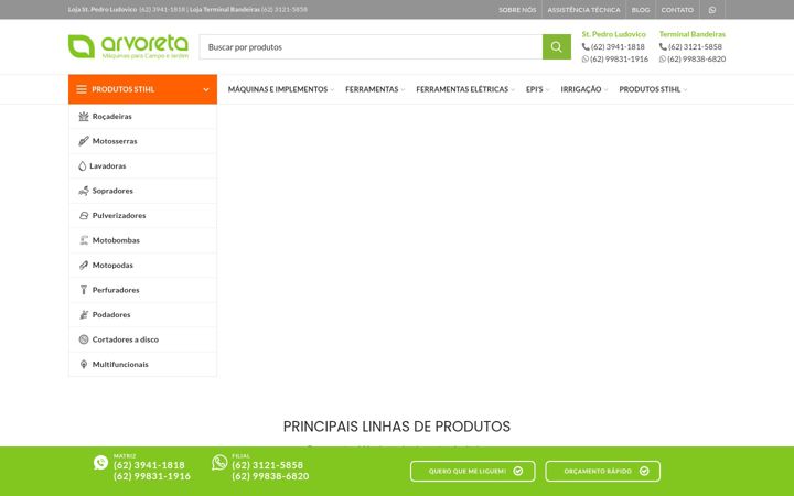 Ekrano kopija arvoreta.com.br