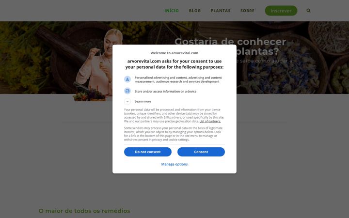 Screenshot ta' arvorevital.com
