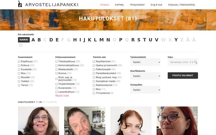 Screenshot of arvostelijapankki.fi