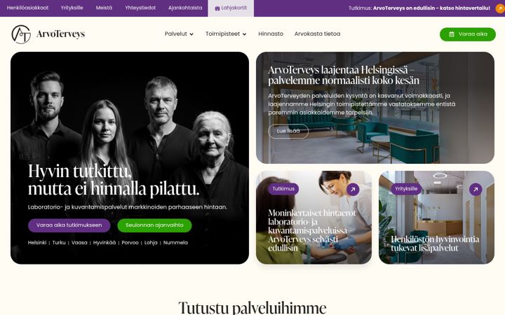 Screenshot of arvoterveys.fi