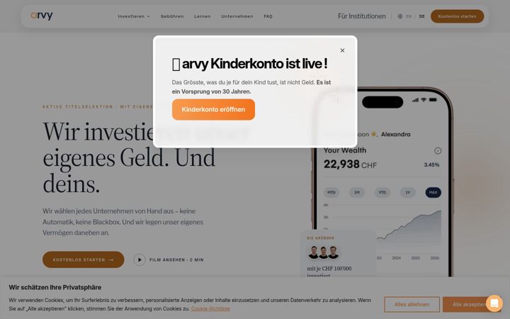 Screenshot of arvy.ch