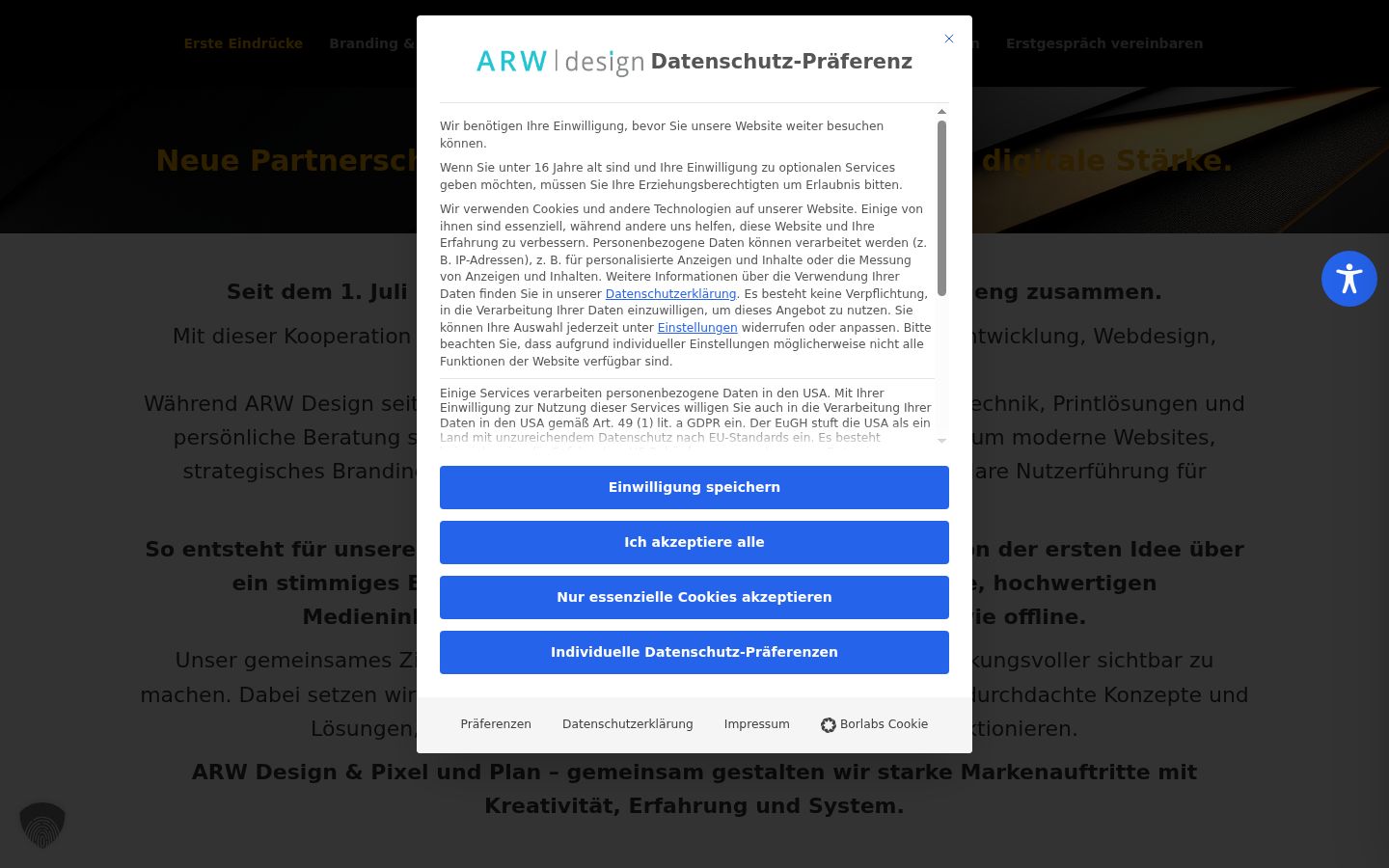 Screenshot tal-banner tal-kunsens muri qabel kwalunkwe interazzjoni