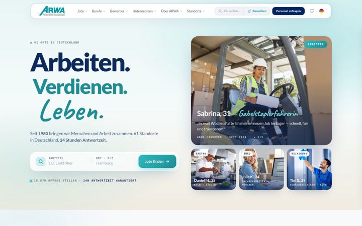 Screenshot of arwa.de