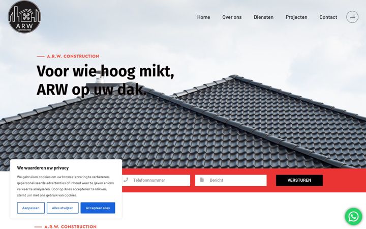 Skjámynd af arwconstruction.be