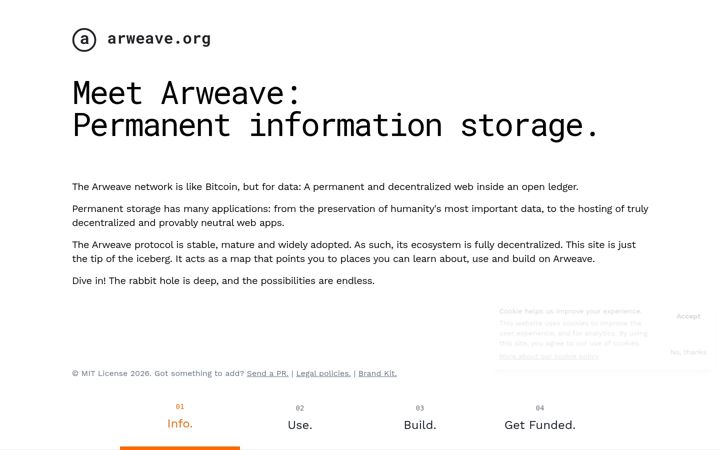Screenshot of arweave.org