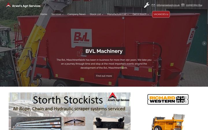 Screenshot van arwelagri.co.uk